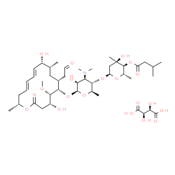 ChemSpider 2D Image | (2R,3R)-2,3-Dihydroxysuccinic acid - (2S,3S,4R,6S)-6-{[(2R,3S,4R,5R,6S)-6-{[(4R,5S,6S,7R,9R,10R,11E,13E,16R)-4,10-dihydroxy-5-methoxy-9,16-dimethyl-2-oxo-7-(2-oxoethyl)oxacyclohexadeca-11,13-dien-6-yl
]oxy}-4-(dimethylamino)-5-hydroxy-2-methyltetrahydro-2H-pyran-3-yl]oxy}-4-hydroxy-2,4-dimethyltetrahydro-2H-pyran-3-yl 3-methylbutanoate (1:1) (non-preferred name) | C44H73NO20