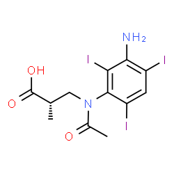 ChemSpider 2D Image | (2S)-3-[Acetyl(3-amino-2,4,6-triiodophenyl)amino]-2-methylpropanoic acid | C12H13I3N2O3