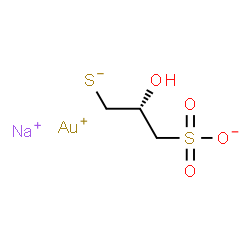 ChemSpider 2D Image | Gold(1+) sodium (2S)-2-hydroxy-3-sulfido-1-propanesulfonate (1:1:1) | C3H6AuNaO4S2
