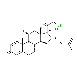 ChemSpider 2D Image | 21-chloro-9-fluoro-11?,17-dihydroxy-16?-((2-methyl-2-propenyl)oxy)pregna-1,4,diene-3,20-dione | C25H32ClFO5