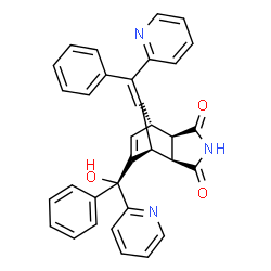 ChemSpider 2D Image | (1S,2R,6S,7R)-8-[(R)-Hydroxy(phenyl)2-pyridinylmethyl]-10-[phenyl(2-pyridinyl)methylene]-4-azatricyclo[5.2.1.0~2,6~]dec-8-ene-3,5-dione | C33H25N3O3