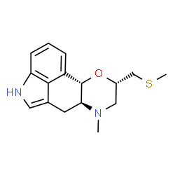 ChemSpider 2D Image | (6aS,9S,10aS)-7-Methyl-9-[(methylsulfanyl)methyl]-4,6a,7,8,9,10a-hexahydro-6H-indolo[3,4-gh][1,4]benzoxazine | C16H20N2OS