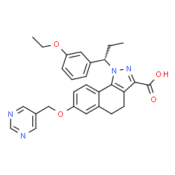 ChemSpider 2D Image | 1-[(1S)-1-(3-Ethoxyphenyl)propyl]-7-(5-pyrimidinylmethoxy)-4,5-dihydro-1H-benzo[g]indazole-3-carboxylic acid | C28H28N4O4