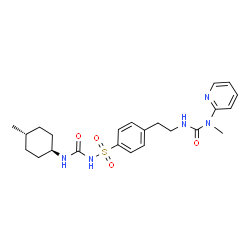 ChemSpider 2D Image | N-[(trans-4-Methylcyclohexyl)carbamoyl]-4-(2-{[methyl(2-pyridinyl)carbamoyl]amino}ethyl)benzenesulfonamide | C23H31N5O4S