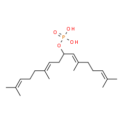 ChemSpider 2D Image | (6E,10E)-2,6,11,15-Tetramethyl-2,6,10,14-hexadecatetraen-8-yl dihydrogen phosphate | C20H35O4P