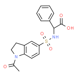 ChemSpider 2D Image | 2-(1-acetylindoline-5-sulfonamido)-2-phenylacetic acid | C18H18N2O5S