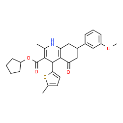 ChemSpider 2D Image | Cyclopentyl 7-(3-methoxyphenyl)-2-methyl-4-(5-methyl-2-thienyl)-5-oxo-1,4,5,6,7,8-hexahydro-3-quinolinecarboxylate | C28H31NO4S