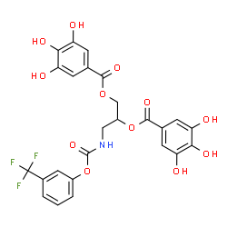 ChemSpider 2D Image | (2S)-3-({[3-(Trifluoromethyl)phenoxy]carbonyl}amino)-1,2-propanediyl bis(3,4,5-trihydroxybenzoate) | C25H20F3NO12