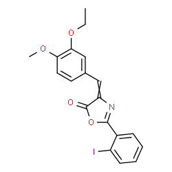 ChemSpider 2D Image | 4-(3-Ethoxy-4-methoxybenzylidene)-2-(2-iodophenyl)-1,3-oxazol-5(4H)-one | C19H16INO4