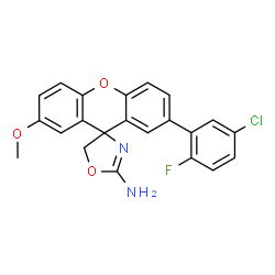 ChemSpider 2D Image | (4S)-2'-(5-Chloro-2-fluorophenyl)-7'-methoxyspiro[1,3-oxazole-4,9'-xanthen]-2-amine | C22H16ClFN2O3