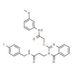 ChemSpider 2D Image | N-(4-Fluorobenzyl)-3-[2-({2-[(3-methoxyphenyl)amino]-2-oxoethyl}sulfanyl)-4-oxo-3(4H)-quinazolinyl]propanamide | C27H25FN4O4S