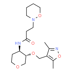 ChemSpider 2D Image | 1,5-Anhydro-2,3-dideoxy-4-O-[(3,5-dimethyl-1,2-oxazol-4-yl)methyl]-3-{[3-(1,2-oxazinan-2-yl)propanoyl]amino}-D-threo-pentitol | C18H29N3O5