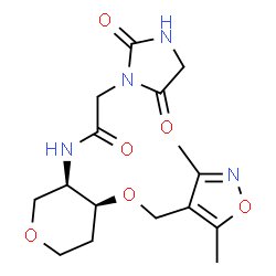 ChemSpider 2D Image | 1,5-Anhydro-2,4-dideoxy-3-O-[(3,5-dimethyl-1,2-oxazol-4-yl)methyl]-4-{[(2,5-dioxo-1-imidazolidinyl)acetyl]amino}-D-erythro-pentitol | C16H22N4O6