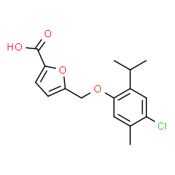 ChemSpider 2D Image | 5-[(4-Chloro-2-isopropyl-5-methylphenoxy)methyl]-2-furoic acid | C16H17ClO4