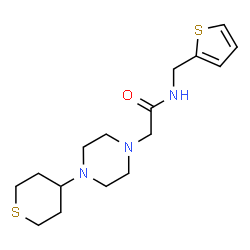 ChemSpider 2D Image | 2-[4-(Tetrahydro-2H-thiopyran-4-yl)-1-piperazinyl]-N-(2-thienylmethyl)acetamide | C16H25N3OS2
