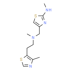 ChemSpider 2D Image | N-Methyl-4-({methyl[2-(4-methyl-1,3-thiazol-5-yl)ethyl]amino}methyl)-1,3-thiazol-2-amine | C12H18N4S2
