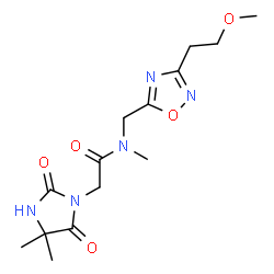 ChemSpider 2D Image | 2-(4,4-Dimethyl-2,5-dioxo-1-imidazolidinyl)-N-{[3-(2-methoxyethyl)-1,2,4-oxadiazol-5-yl]methyl}-N-methylacetamide | C14H21N5O5