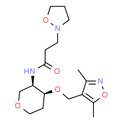 ChemSpider 2D Image | 1,5-Anhydro-2,4-dideoxy-3-O-[(3,5-dimethyl-1,2-oxazol-4-yl)methyl]-4-{[3-(1,2-oxazolidin-2-yl)propanoyl]amino}-D-erythro-pentitol | C17H27N3O5