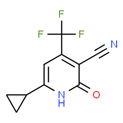 ChemSpider 2D Image | 6-Cyclopropyl-2-oxo-4-(trifluoromethyl)-1,2-dihydro-3-pyridinecarbonitrile | C10H7F3N2O