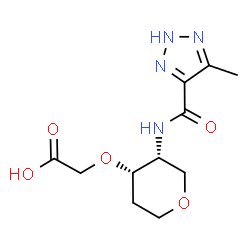 ChemSpider 2D Image | 1,5-Anhydro-3-O-(carboxymethyl)-2,4-dideoxy-4-{[(5-methyl-2H-1,2,3-triazol-4-yl)carbonyl]amino}-D-erythro-pentitol | C11H16N4O5