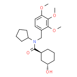 ChemSpider 2D Image | (1S,3S)-N-Cyclopentyl-3-hydroxy-N-(2,3,4-trimethoxybenzyl)cyclohexanecarboxamide | C22H33NO5