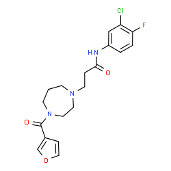 ChemSpider 2D Image | N-(3-Chloro-4-fluorophenyl)-3-[4-(3-furoyl)-1,4-diazepan-1-yl]propanamide | C19H21ClFN3O3