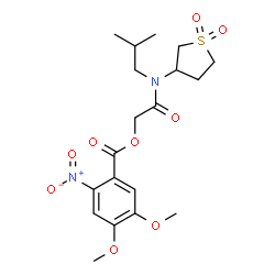 ChemSpider 2D Image | 2-[(1,1-Dioxidotetrahydro-3-thiophenyl)(isobutyl)amino]-2-oxoethyl 4,5-dimethoxy-2-nitrobenzoate | C19H26N2O9S