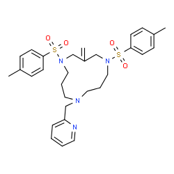 ChemSpider 2D Image | 3-Methylene-1,5-bis[(4-methylphenyl)sulfonyl]-9-(2-pyridinylmethyl)-1,5,9-triazacyclododecane | C30H38N4O4S2