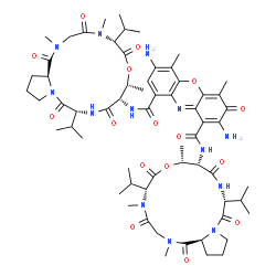 ChemSpider 2D Image | 2,7-Diamino-N,N'-bis[(6R,9R,10S,13R,18aS)-6,13-diisopropyl-2,5,9-trimethyl-1,4,7,11,14-pentaoxohexadecahydro-1H-pyrrolo[2,1-i][1,4,7,10,13]oxatetraazacyclohexadecin-10-yl]-4,6-dimethyl-3-oxo-3H-phenox
azine-1,9-dicarboxamide | C62H87N13O16