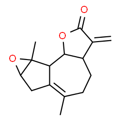 ChemSpider 2D Image | 6,8a-Dimethyl-3-methylene-3a,4,5,7,7a,8a,8b,8c-octahydrooxireno[2,3]azuleno[4,5-b]furan-2(3H)-one | C15H18O3