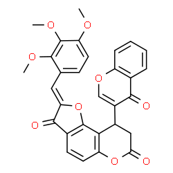 ChemSpider 2D Image | (2Z)-9-(4-Oxo-4H-chromen-3-yl)-2-(2,3,4-trimethoxybenzylidene)-8,9-dihydro-7H-furo[2,3-f]chromene-3,7(2H)-dione | C30H22O9