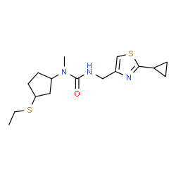 ChemSpider 2D Image | 3-[(2-Cyclopropyl-1,3-thiazol-4-yl)methyl]-1-[3-(ethylsulfanyl)cyclopentyl]-1-methylurea | C16H25N3OS2