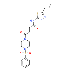 ChemSpider 2D Image | 4-Oxo-4-[4-(phenylsulfonyl)-1-piperazinyl]-N-(5-propyl-1,3,4-thiadiazol-2-yl)butanamide | C19H25N5O4S2