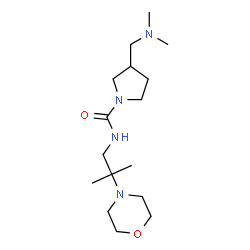 ChemSpider 2D Image | 3-[(Dimethylamino)methyl]-N-[2-methyl-2-(4-morpholinyl)propyl]-1-pyrrolidinecarboxamide | C16H32N4O2