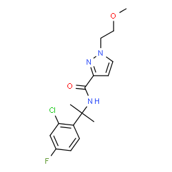 ChemSpider 2D Image | N-[2-(2-Chloro-4-fluorophenyl)-2-propanyl]-1-(2-methoxyethyl)-1H-pyrazole-3-carboxamide | C16H19ClFN3O2