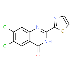 ChemSpider 2D Image | 6,7-Dichloro-2-(1,3-thiazol-2-yl)-4(3H)-quinazolinone | C11H5Cl2N3OS