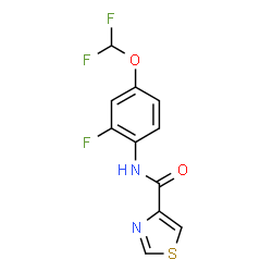 ChemSpider 2D Image | N-[4-(Difluoromethoxy)-2-fluorophenyl]-1,3-thiazole-4-carboxamide | C11H7F3N2O2S