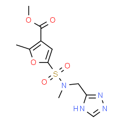 ChemSpider 2D Image | Methyl 2-methyl-5-[methyl(4H-1,2,4-triazol-3-ylmethyl)sulfamoyl]-3-furoate | C11H14N4O5S