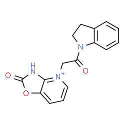 ChemSpider 2D Image | 4-[2-(2,3-Dihydro-1H-indol-1-yl)-2-oxoethyl]-2-oxo-2,3-dihydro[1,3]oxazolo[4,5-b]pyridin-4-ium | C16H14N3O3