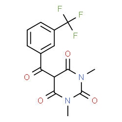 ChemSpider 2D Image | 1,3-Dimethyl-5-[3-(trifluoromethyl)benzoyl]-2,4,6(1H,3H,5H)-pyrimidinetrione | C14H11F3N2O4
