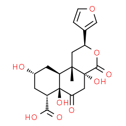 ChemSpider 2D Image | (2S,4aR,6aR,7R,9R,10aS,10bS)-2-(3-Furyl)-4a,6a,9-trihydroxy-10b-methyl-4,6-dioxododecahydro-2H-benzo[f]isochromene-7-carboxylic acid | C19H22O9