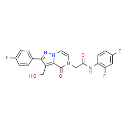 ChemSpider 2D Image | N-(2,4-Difluorophenyl)-2-[2-(4-fluorophenyl)-3-(hydroxymethyl)-4-oxopyrazolo[1,5-a]pyrazin-5(4H)-yl]acetamide | C21H15F3N4O3