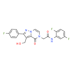 ChemSpider 2D Image | N-(2,5-Difluorophenyl)-2-[2-(4-fluorophenyl)-3-(hydroxymethyl)-4-oxopyrazolo[1,5-a]pyrazin-5(4H)-yl]acetamide | C21H15F3N4O3