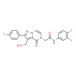 ChemSpider 2D Image | N-(3,4-Difluorophenyl)-2-[2-(4-fluorophenyl)-3-(hydroxymethyl)-4-oxopyrazolo[1,5-a]pyrazin-5(4H)-yl]acetamide | C21H15F3N4O3