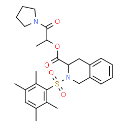 ChemSpider 2D Image | 1-Oxo-1-(1-pyrrolidinyl)-2-propanyl 2-[(2,3,5,6-tetramethylphenyl)sulfonyl]-1,2,3,4-tetrahydro-3-isoquinolinecarboxylate | C27H34N2O5S