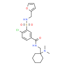 ChemSpider 2D Image | 4-Chloro-N-{[1-(dimethylamino)cyclohexyl]methyl}-3-[(2-furylmethyl)sulfamoyl]benzamide | C21H28ClN3O4S