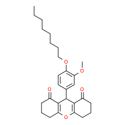 ChemSpider 2D Image | 9-[3-Methoxy-4-(octyloxy)phenyl]-3,4,5,6,7,9-hexahydro-1H-xanthene-1,8(2H)-dione | C28H36O5