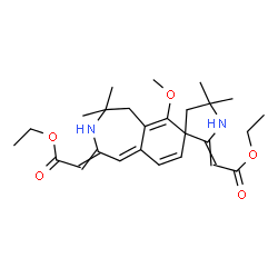 ChemSpider 2D Image | Diethyl 2,2'-(6-methoxy-4,4,5',5'-tetramethyl-4,5-dihydro-2'H-spiro[3-benzazepine-7,3'-pyrrolidine]-2,2'(3H)-diylidene)diacetate | C26H36N2O5