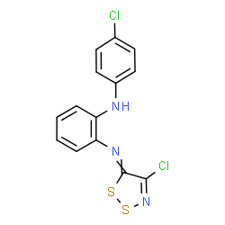 ChemSpider 2D Image | 2-[(4-Chloro-5H-1,2,3-dithiazol-5-ylidene)amino]-N-(4-chlorophenyl)aniline | C14H9Cl2N3S2
