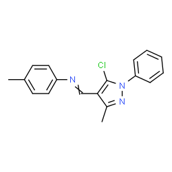 ChemSpider 2D Image | 1-(5-Chloro-3-methyl-1-phenyl-1H-pyrazol-4-yl)-N-(4-methylphenyl)methanimine | C18H16ClN3